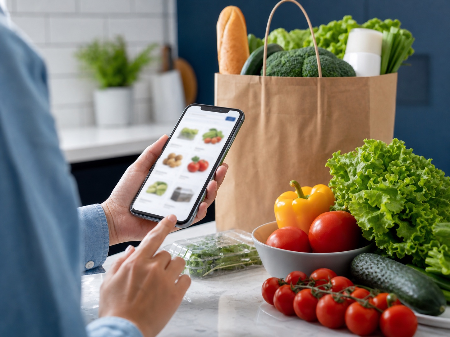 Иллюстрация retail-витрины, корзины и доставки TradeHub